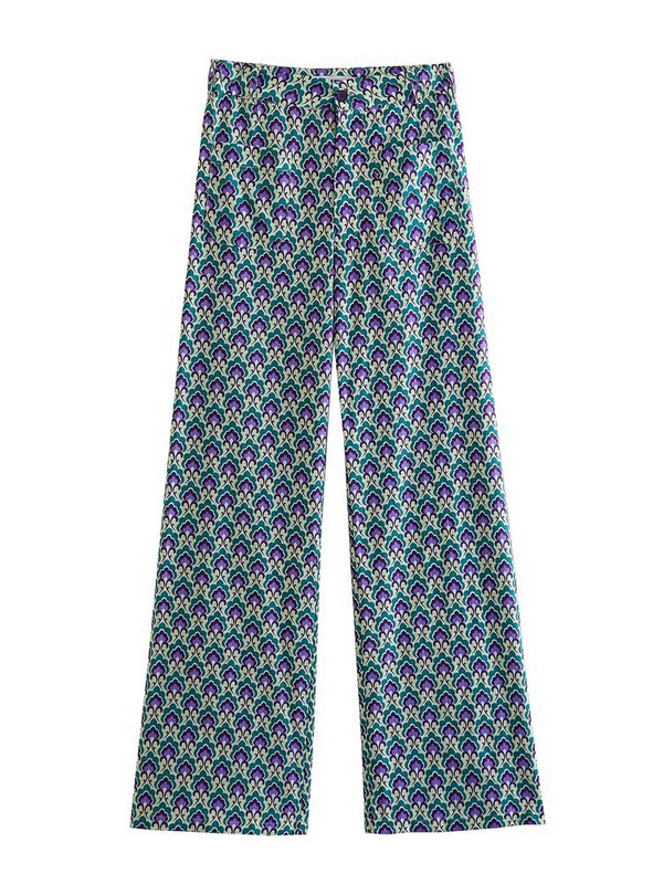 Kumsvag 2023 Moteriškos vasarinės tiesios kelnės madingos spaudos kišenės viso ilgio poplinas Moteriškas laisvalaikis elegantiškos kelnės, drabužiai XX9306