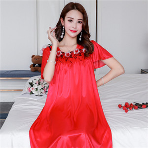 Suur suurus 4XL Avaleht Mugavad naiste magamisriided Naine jääsiidist satiinist öösärk Magamiskleit Pikk naiste ööriietus Öösärk