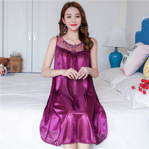 Suur suurus 4XL Avaleht Mugavad naiste magamisriided Naine jääsiidist satiinist öösärk Magamiskleit Pikk naiste ööriietus Öösärk