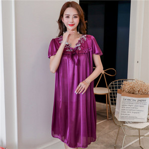 Suur suurus 4XL Avaleht Mugavad naiste magamisriided Naine jääsiidist satiinist öösärk Magamiskleit Pikk naiste ööriietus Öösärk