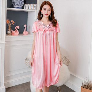 Suur suurus 4XL Avaleht Mugavad naiste magamisriided Naine jääsiidist satiinist öösärk Magamiskleit Pikk naiste ööriietus Öösärk