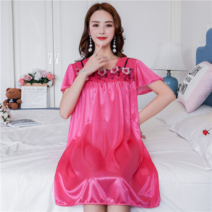 Suur suurus 4XL Avaleht Mugavad naiste magamisriided Naine jääsiidist satiinist öösärk Magamiskleit Pikk naiste ööriietus Öösärk