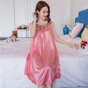 Suur suurus 4XL Avaleht Mugavad naiste magamisriided Naine jääsiidist satiinist öösärk Magamiskleit Pikk naiste ööriietus Öösärk