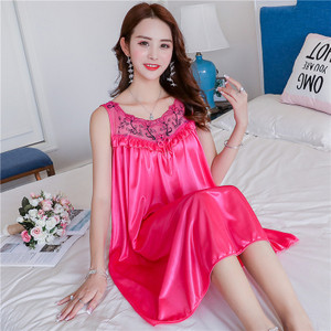 Suur suurus 4XL Avaleht Mugavad naiste magamisriided Naine jääsiidist satiinist öösärk Magamiskleit Pikk naiste ööriietus Öösärk