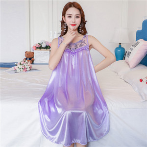 Suur suurus 4XL Avaleht Mugavad naiste magamisriided Naine jääsiidist satiinist öösärk Magamiskleit Pikk naiste ööriietus Öösärk