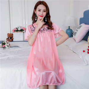 Suur suurus 4XL Avaleht Mugavad naiste magamisriided Naine jääsiidist satiinist öösärk Magamiskleit Pikk naiste ööriietus Öösärk