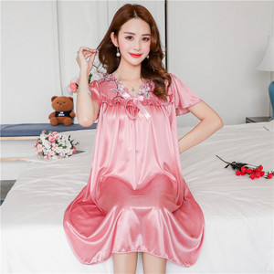 Suur suurus 4XL Avaleht Mugavad naiste magamisriided Naine jääsiidist satiinist öösärk Magamiskleit Pikk naiste ööriietus Öösärk