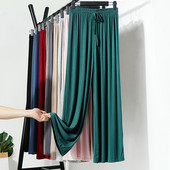 Modālas platas bikses sievietēm ar augstu vidukli Ledus zīda brīvas taisnas bikses ikdienas bikses liela izmēra bikses