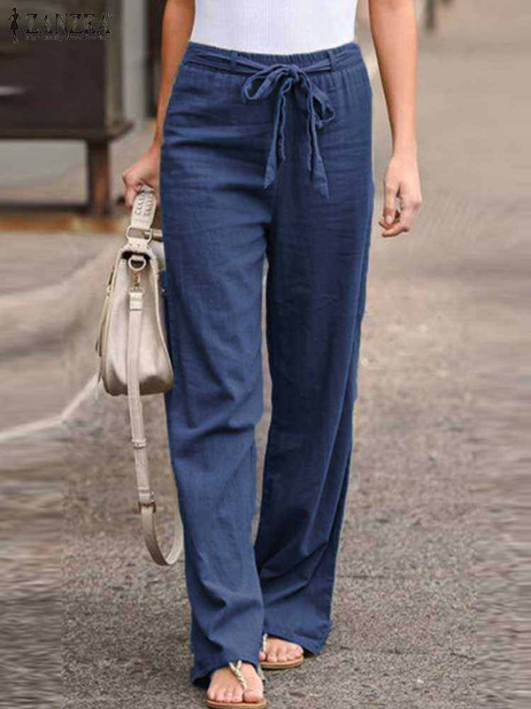 Oversized Γυναικείο Παντελόνι Ανοιξιάτικο Παντελόνι ZANZEA Vintage Παντελόνι Kaftan Ελαστική Μέση Γογγύλι Causal Long Pantalon Γυναικεία Ρούχα