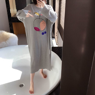 Νυχτικά Γυναικεία Primted Μεγάλο Μέγεθος 4XL Φθινοπωρινό μακρυμάνικο χαλαρό ζεστό πιτζάμα Κορεάτικο στυλ Chic Leisure Απαλό BF στη μέση της γάμπας