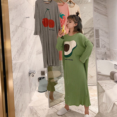 Νυχτικά Γυναικεία Primted Μεγάλο Μέγεθος 4XL Φθινοπωρινό μακρυμάνικο χαλαρό ζεστό πιτζάμα Κορεάτικο στυλ Chic Leisure Απαλό BF στη μέση της γάμπας