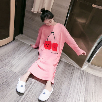 Νυχτικά Γυναικεία Primted Μεγάλο Μέγεθος 4XL Φθινοπωρινό μακρυμάνικο χαλαρό ζεστό πιτζάμα Κορεάτικο στυλ Chic Leisure Απαλό BF στη μέση της γάμπας