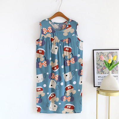 Nyári női hálóruha alvó felsők Pamut nagy virágmintás ujjatlan hálóingek Női túlméretezett bő női otthoni ruhák