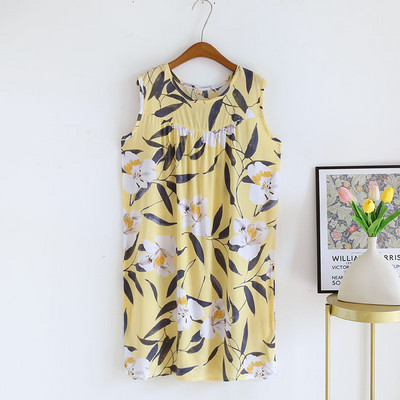 Nyári női hálóruha alvó felsők Pamut nagy virágmintás ujjatlan hálóingek Női túlméretezett bő női otthoni ruhák