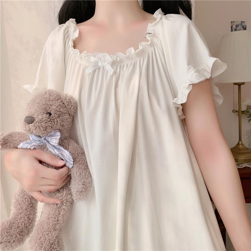 Naktskrekli Sievietēm Solīdi Eleganti Brīvā laika Sieviešu Estētiski Vasaras Korejiešu Stila volāni Populāri guļamtērpi šiki brīvi sieviešu jaunākie