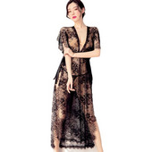 Seksikas pikk kleit hommikumantel Naiste hommikumantlid Deep V pitspesu Seksikas öösärk hommikumantel naiste magamisriided Öösärk Öösärk Pikk