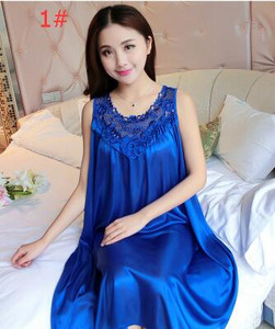 Naiste varrukateta šifoonist öökleit suures suuruses naiste seksikas satiinist siidist öösärk Naiste pitsiline koduriietus magamiskott B-5329