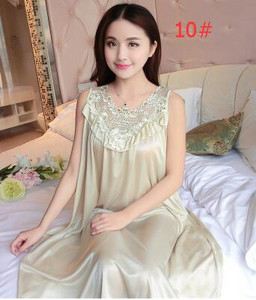 Naiste varrukateta šifoonist öökleit suures suuruses naiste seksikas satiinist siidist öösärk Naiste pitsiline koduriietus magamiskott B-5329