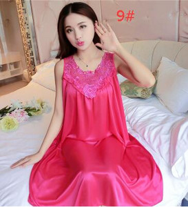 Naiste varrukateta šifoonist öökleit suures suuruses naiste seksikas satiinist siidist öösärk Naiste pitsiline koduriietus magamiskott B-5329