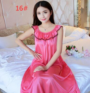 Naiste varrukateta šifoonist öökleit suures suuruses naiste seksikas satiinist siidist öösärk Naiste pitsiline koduriietus magamiskott B-5329