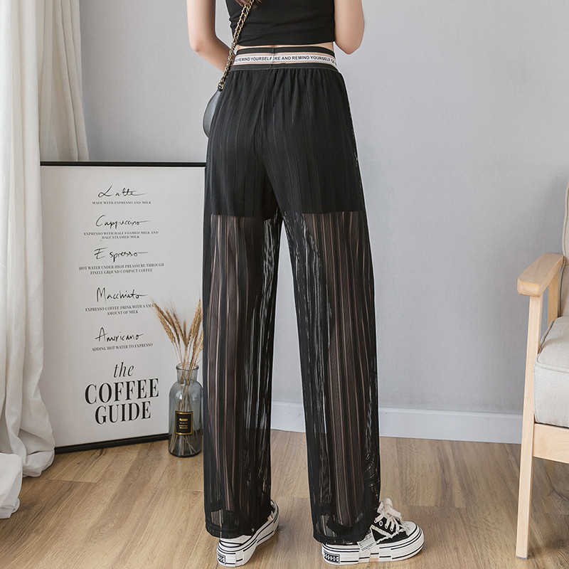 Meke udobne ženske hlače visokog struka, nove ležerne ljetne hlače za 2023. Ženske mrežaste seksi duge hlače pune dužine, ženske hlače