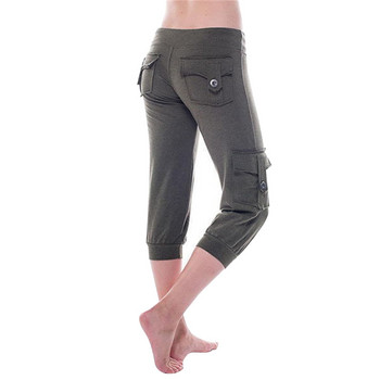 Καλοκαιρινό Cropped Παντελόνι Γυναικείο Παντελόνι Cargo Solid Jogger με πολλαπλές τσέπες Ελαστική μέση Αθλητικό παντελόνι Streetwear Yo-ga Casual Capris Νέο