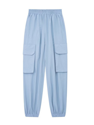 TRAF Nyári Divat Női Cargo Nadrág Rugalmas Magas Derekú Patch Zsebek Bokahosszú Sportnadrág Női Alkalmi Nadrágok Kocogók