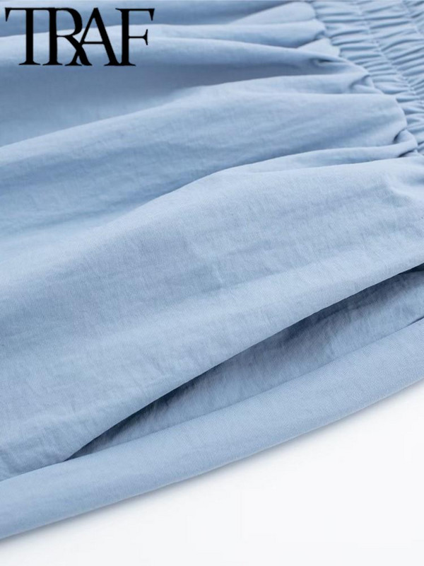 TRAF Nyári Divat Női Cargo Nadrág Rugalmas Magas Derekú Patch Zsebek Bokahosszú Sportnadrág Női Alkalmi Nadrágok Kocogók