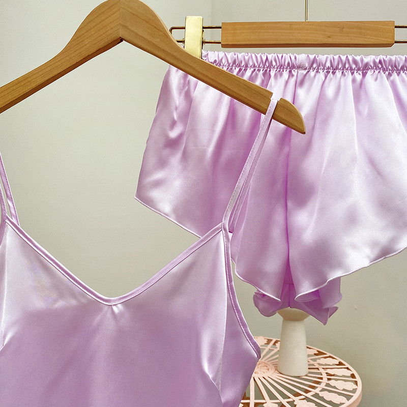 5db virágmintás Satin Cami felső és Cami ruha és rövidnadrág és köntös kozmetikai táskával