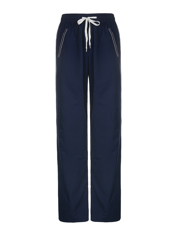 Tänavarõivad vabaaja dressipüksid küljetriibuga elastsed madala tõusuga sirged püksid y2k esteetilised spordipüksid naiste põhilised