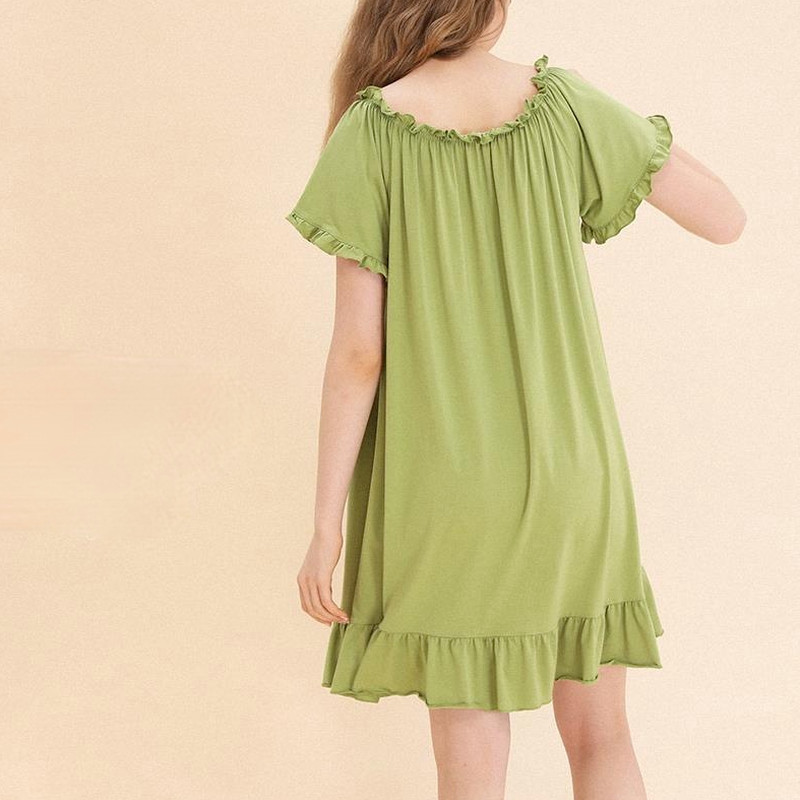 Hálóingek Női Édes Lányos Puha Háziruházat Nyári Rövid ujjú Hálópólók Fodrok Diák Ulzzang Hálóruha Akciós női