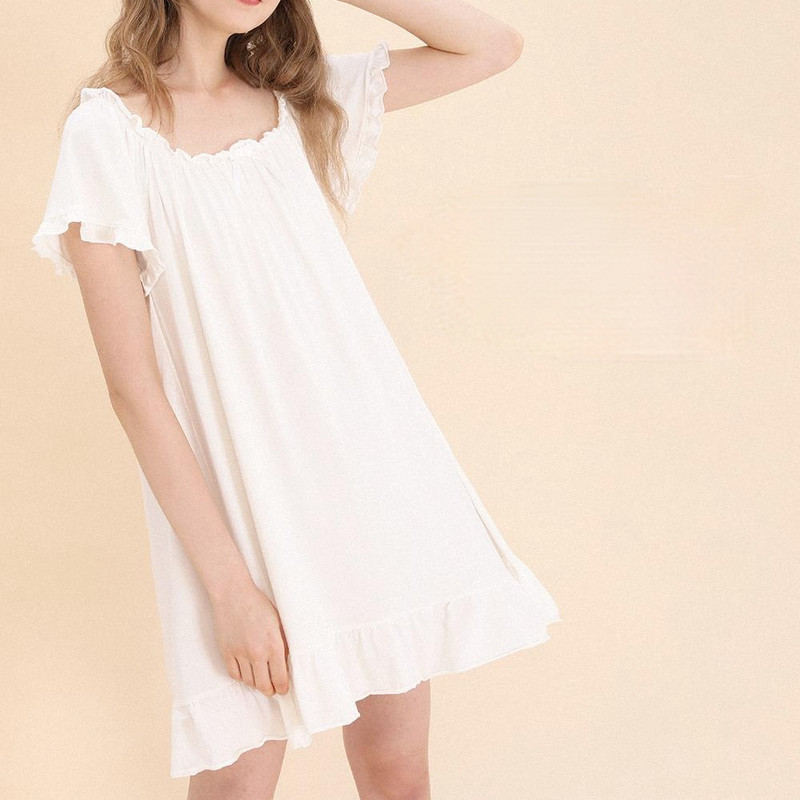 Hálóingek Női Édes Lányos Puha Háziruházat Nyári Rövid ujjú Hálópólók Fodrok Diák Ulzzang Hálóruha Akciós női