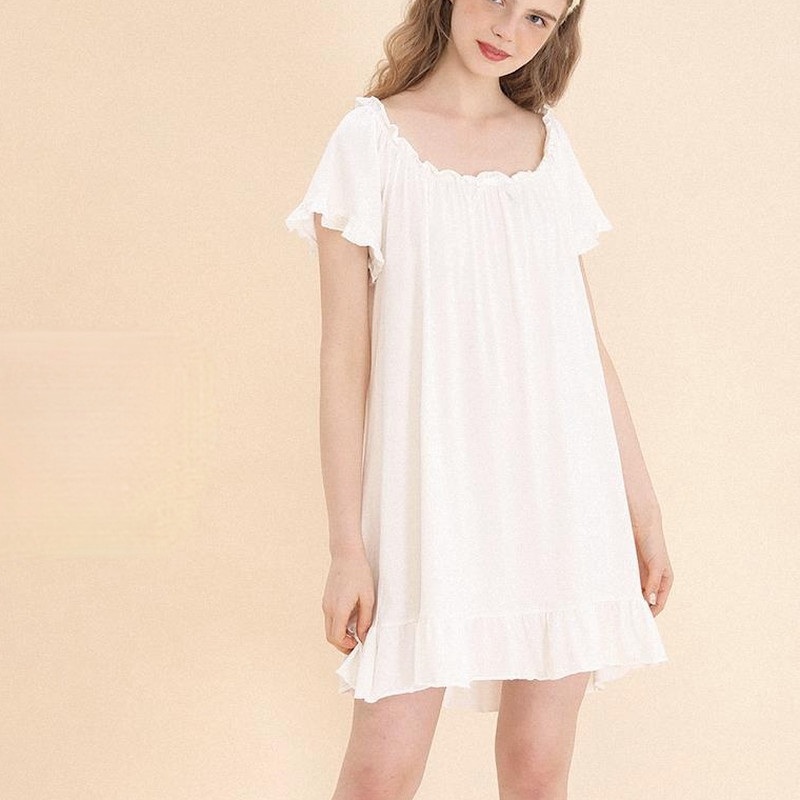 Hálóingek Női Édes Lányos Puha Háziruházat Nyári Rövid ujjú Hálópólók Fodrok Diák Ulzzang Hálóruha Akciós női