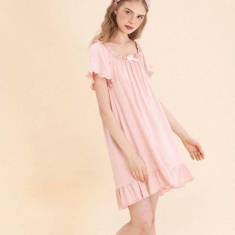 Hálóingek Női Édes Lányos Puha Háziruházat Nyári Rövid ujjú Hálópólók Fodrok Diák Ulzzang Hálóruha Akciós női