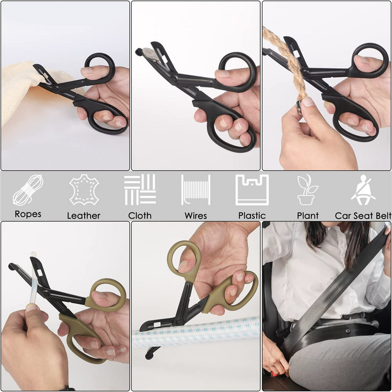 Medicininės gelbėjimo žirklės plastikinė rankena nerūdijančio plieno žaizdų marlė Pirmosios pagalbos žirklės praktiškos lauko slaugytojos žirklės