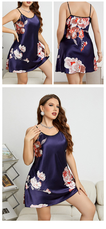 5xl Plus veličina Slatka ljubavna djevojačka spavaća odjeća za sobu Modni stil Kućna odjeća Pidžama Slip spavaćica Satenska pidžama Odjeća