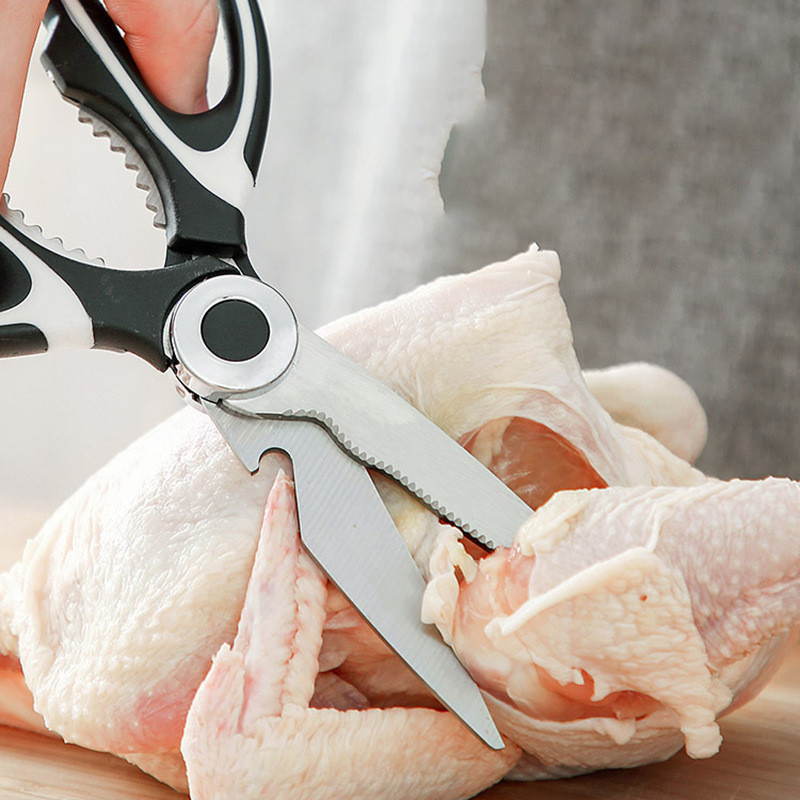 Virtuvinės žirklės vištienos kaulų žirklės su dangteliu iš nerūdijančio plieno, didelės galios daugiafunkcinės žirklės buteliui atidaryti Spragtuką