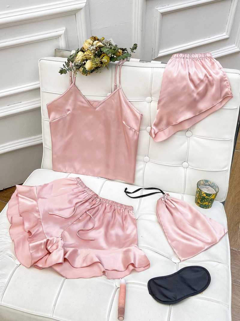 Solid Fashion női hálóruha Női hálóruha női szatén 5db pizsama szettek