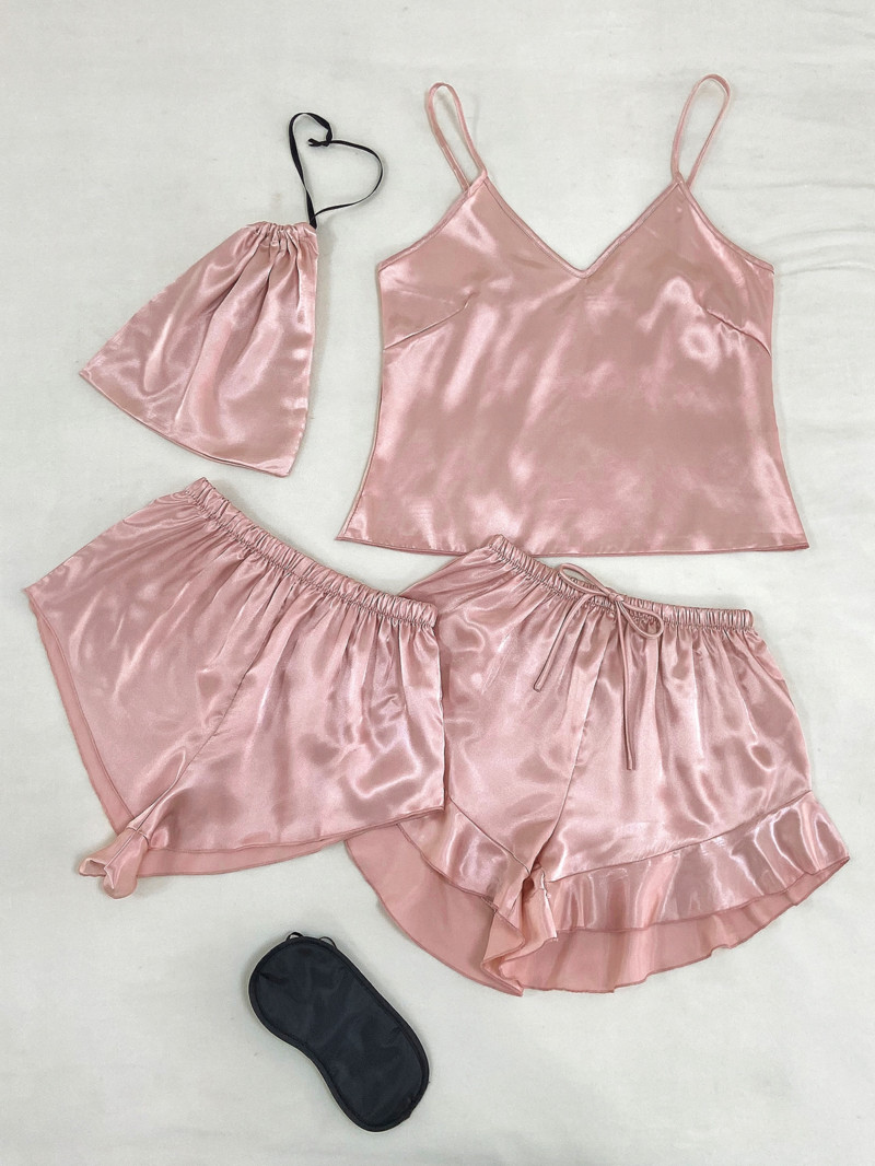 Solid Fashion női hálóruha Női hálóruha női szatén 5db pizsama szettek