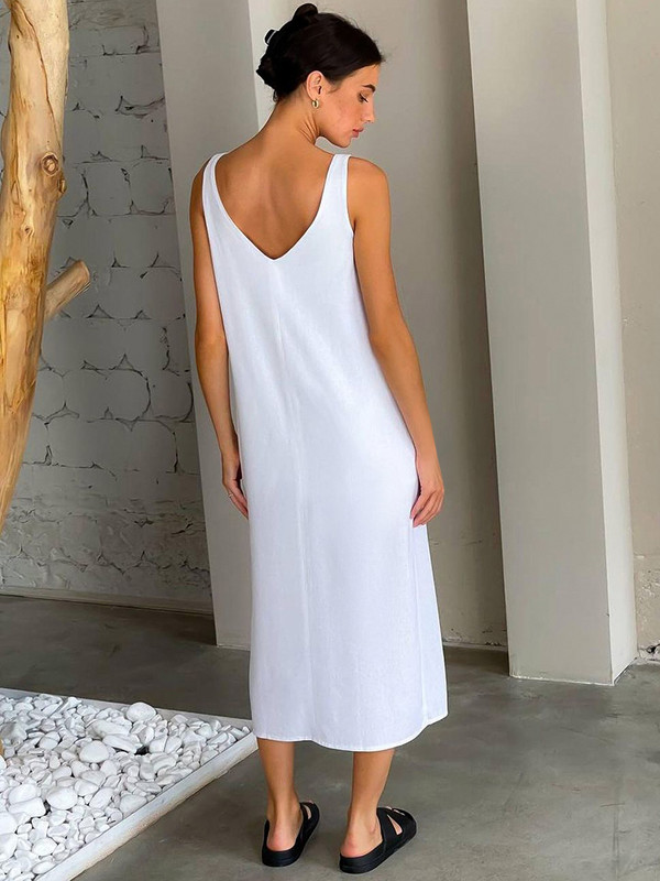Hiloc noćna haljina bez rukava s V izrezom Ženska spavaćica Split jednobojna široka ženska spavaćica pamuk 2023 Ljetne ženske haljine ležerne