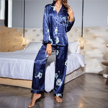 Love Print Sleepwear Γυναικείες Πυτζάμες Γυναικείο Σετ Γυναικείο Σετ Πυτζάμες Σατέν Γυναικείες Πιτζάμες Απαλές και φιλικές προς το δέρμα Γυναικείες πιτζάμες