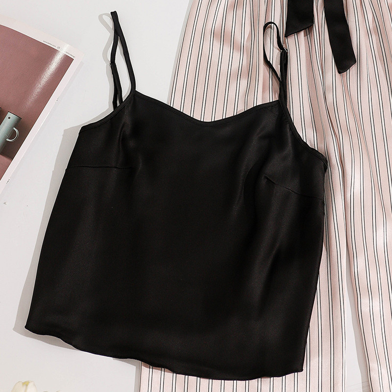 Női pizsama selyem hálóruha Harisnyatartó nadrág pizsama szett Női otthoni ruha Kényelmes nappaliruha Kétrészes