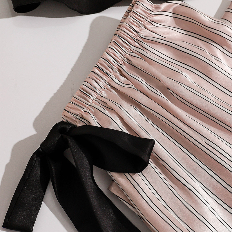 Női pizsama selyem hálóruha Harisnyatartó nadrág pizsama szett Női otthoni ruha Kényelmes nappaliruha Kétrészes