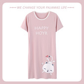 Nagy méretű nyári pamut női hálóing rövid ujjú aranyos rajzfilm hálóingek édes alkalmi hálóruha lányok hálóruha hálóing