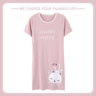 Nagy méretű nyári pamut női hálóing rövid ujjú aranyos rajzfilm hálóingek édes alkalmi hálóruha lányok hálóruha hálóing