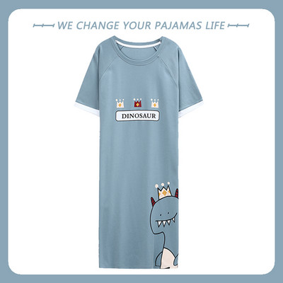 Nagy méretű nyári pamut női hálóing rövid ujjú aranyos rajzfilm hálóingek édes alkalmi hálóruha lányok hálóruha hálóing