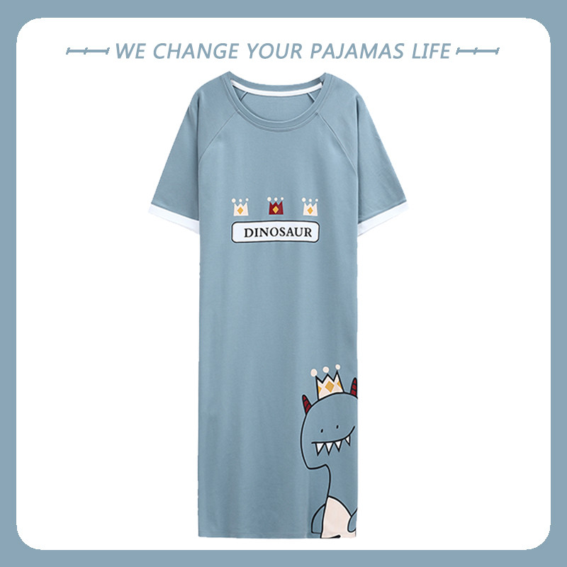 Nagy méretű nyári pamut női hálóing rövid ujjú aranyos rajzfilm hálóingek édes alkalmi hálóruha lányok hálóruha hálóing