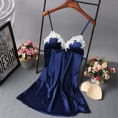 Sieviešu seksīga naktskleita zīda V veida kakla izgriezuma ziedu guļamveļa apakšveļa Babydoll naktskrekls sieviešu mini guļamkrekls bez piedurknēm ar polsterētu krūšturi