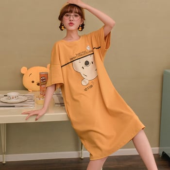 Disney Loose γυναικείο νυχτικό 100% βαμβάκι Lady casual χαριτωμένο νυχτερινό φόρεμα Kawaii Γυναικεία νυχτικά κοντομάνικα νυχτικά sleepshirts