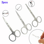2vnt nerūdijančio plieno grožio žirklės antakių šnervės plaukams apvalios galvos apsauginės žirklės, iškirptos manikiūro kirpimo pincetai, makiažo priemonė